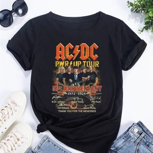 Acdc Band 51 Years Signatures T-shirt Acdc Band Shirt Rock Band Acdc Pwr Up 2024 Tour TShirt