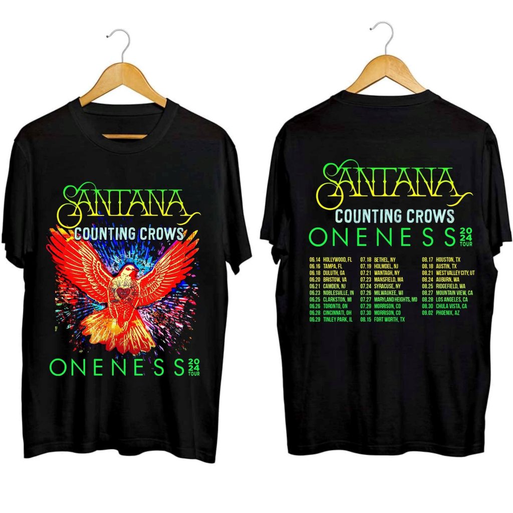 Carlos Santana And Counting Crows 2024 Tour Shirt The Oneness Tour 2024