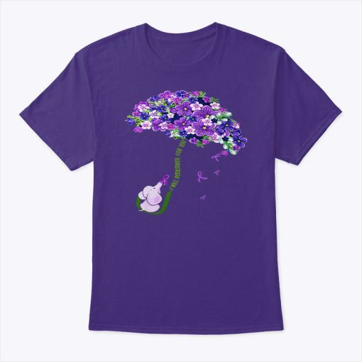 Flower Umbrella Cute Elephant Alzheimer Aware T-Shirt