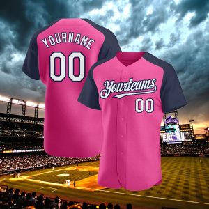 Personalized Baseball Jersey Breast Cancer Aware In October We Wear Pink Support Squad Jersey Custom Baseball Team Baseball Fan Jersey