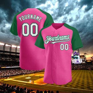 Personalized Baseball Jersey Custom Baseball Team Kelly And Pink Jersey Breast Cancer Team In October We Wear Pink Support Squad Jersey