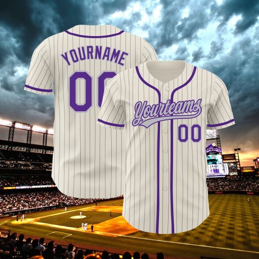 Personalized Baseball Jersey, Purple Stripe Line Baseball Jersey, Baseball Fans Jersey, Custom Number Baseball Team, Baseball Couple Jersey