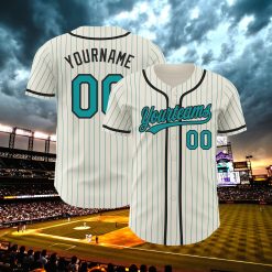 Personalized Baseball Jersey, Teal Stripe Baseball Jersey, Baseball Fans Jersey, Custom Number Baseball Team, Baseball Couple Jersey