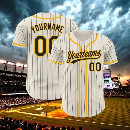 Personalized Baseball Jersey, Yellow Stripe Line Baseball Jersey, Baseball Fans Jersey, Custom Number Baseball Team, Baseball Couple Jersey